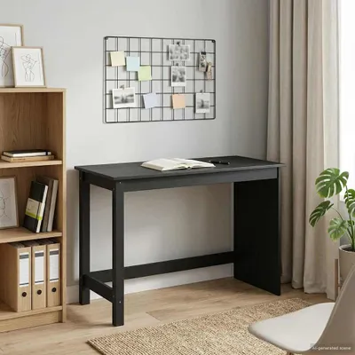 Image de vidaXL Bureau noir 112 x 50 x 75 cm Bois massif Pin