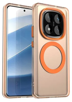 Produktbild von Für Xiaomi Redmi Note 14 Pro 5G Candy Design Magsafe PC Hybrid TPU Schutz Hülle Cover Orange