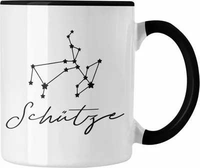 Produktbild von Trendation - Schütze Sternzeichen Tasse Geschenk Horoskop Tierkreiszeichen (Schwarz)