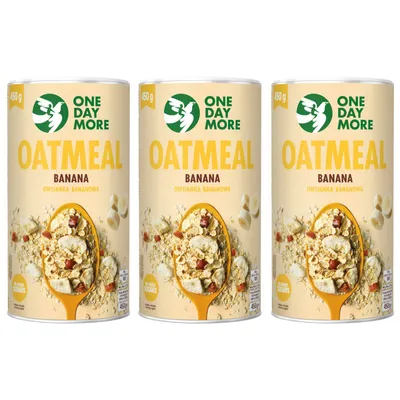 Produktbild von OneDayMore | Bananen Porridge ohne Zuckerzusatz | Haferflocken mit gefriergetrockneten Bananen, ballaststoffreich, 3x 450 g