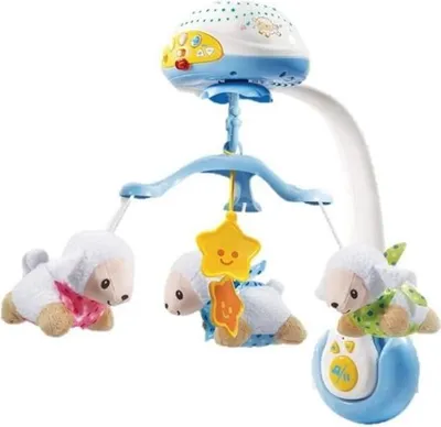 Obrázek produktu pro Hudební mobil pro miminka VTech Lumi Mobile Compte-Moutons modrý, 3 v 1, dálkové ovládání, odnímatelný projektor, zvukový senzor