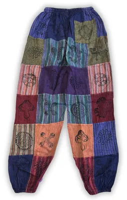 Imagen del producto de Sari Nómada - Pantalón Hongo - Diseños con Estampado en Bloque - Tonos Morados (105x127cm) S/M