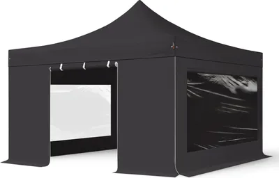 Produktbild von TOOLPORT 4x4m Aluminium Faltpavillon, inkl. 4 Seitenteile, schwarz