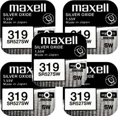 Produktbild von 5 x Maxell 319 SR527SW SR64 Batterie Knopfzelle Watch Uhr 1,55V Silberoxid 17mAh 5,8mm x 2,7mm