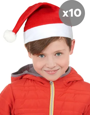 Produktbild von Weihnachtsmannmützen-Set für Kinder rot-weiss 32cm - Einheitsgröße
