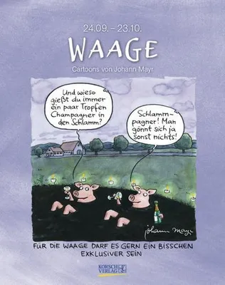 Produktbild von Waage 2023: Sternzeichenkalender-Cartoonkalender als Wandkalender im Format 19 x 24 cm.