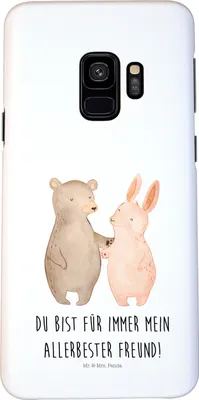 Produktbild von Mr. & Mrs. Panda Samsung Galaxy S9 Handyhülle Bär und Hase Umarmen - Weiß - Geschenk, Cover, Beste Freundin, für Immer, Best Friends, Handy Case, Schutzhülle, Hülle