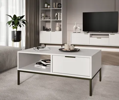 Produktbild von Couchtisch Austin - moderner Wohnzimmertisch mit Schublade & Ablage, 80x60x45 / 100x60x45 cm