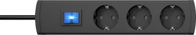 Produktbild von Kopp UNOversal plus Steckdosenleiste Schalter Überspannungsschutz USB 1,4/3/5m 3-fach 3m schwarz