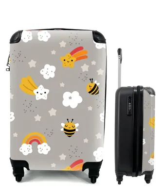 Produktbild von MuchoWow® Koffer Handgepäck Trolley Rollkoffer Kleine Reisekoffer mit 4 Rollen - Muster - Regenbogen - Biene - Cabin Size < 55x40x23 cm & 55x40x20 cm - Kinderkoffer - Kabinenkoffer - Boardgepäck - Reise-Box - Reisekoffer - Reisegepäck - Koffer mit Bild - Trolley für Kinder