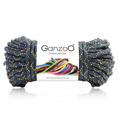 Produktbild von Paracord 550 Seil Glitter-Cord für Armband, Leine, Halsband, Nylon/Polyester-Seil mit 7 Kern-Strängen, 30 Meter, 4mm Stärke | Mehrzweck-Seil | Parachute Cord | Farbe: Navyblue-Gold