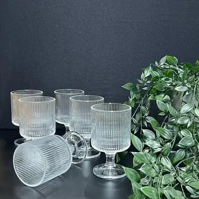 Produktbild von Gerippte Trinkgläser Lines, Set mit 6 Gläsern aus Glas