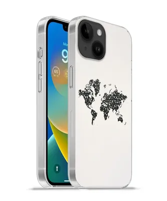 Produktbild von MuchoWow® Handyhülle Schutzhülle Hülle für Apple iPhone 14 - Softcase Weltkarte - Zahlen - Schwarz Silikon Softcase Handy Hülle - Mobiltelefonhülle