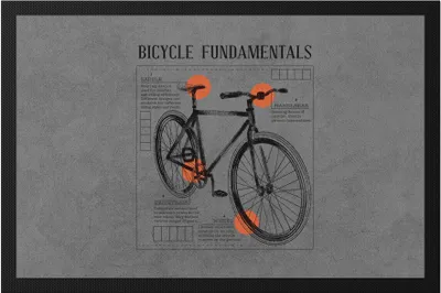Produktbild von Bicycle Fundamentals Fußmatte Fahrrad Motiv für Sportbegeisterte und Hobby Radfahrer Fahrradfahrer Fahrradfahrerin
