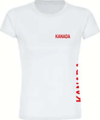 Produktbild von multifanshop Damen T-Shirt - Kanada - Brust & Seite, weiß, Größe M