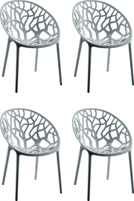 Produktbild von CLP 4er Set Gartenstuhl Hope, Modernes Design, Wetterfest, Stapelbar, Mit Armlehnen grau