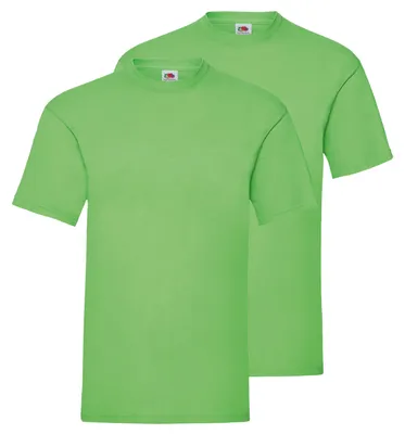 Produktbild von Doppelpack Fruit of the Loom Valueweight T-Shirt + GRATIS MyShirt Stoffbeutel Farbe: lime Größe: S