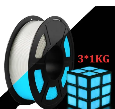 Image de Filament PLA, phosphorescent, compatible avec tous les modèles, lot de 3, blanc et bleu