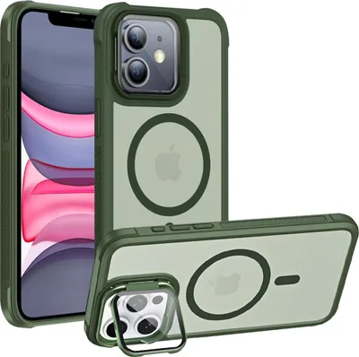 Produktbild von Conie MagSafe Schutzhülle für iPhone 11 Hard Case Kunststoff Kamera Schutz Cover Hülle magnetisch mit Ständer in Grün