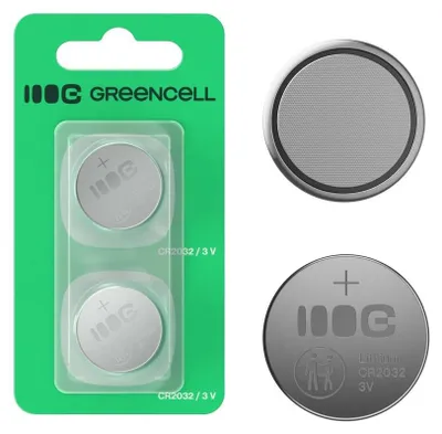 Produktbild von Greencell Lithium-Knopfzellenbatterie CR2032 3V 220mAh, 2er-Pack