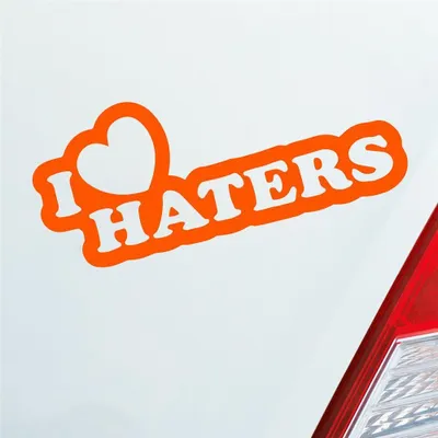 Produktbild von Auto Aufkleber I Love Haters Lustig Spruch 15x6 cm Orange Sticker Heckscheibenaufkleber