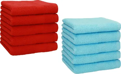 Produktbild von Betz 10 Stück Seiftücher 30x30 cm PREMIUM 100% Baumwolle  Farbe: rot und türkis