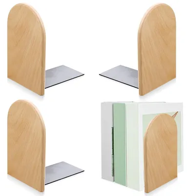 Produktbild von Buchstütze Bücherstütze Bücherhalter - Buche - Metall - 13 x 10,5 x 8 cm - 4 Stück