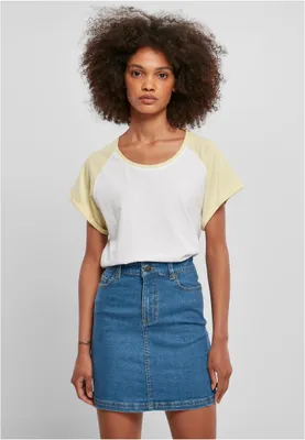 Obrázek produktu pro Dámské tričko Urban Classics Ladies Contrast Raglan Tee white/softyellow - S