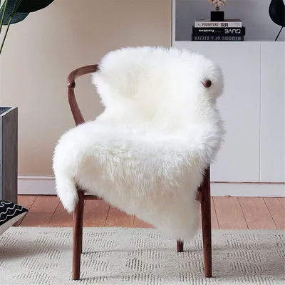 Produktbild von Faux Lammfell Schaffell Teppich Kunstfell Dekofell Lammfellimitat Teppich Longhair Fell Nachahmung Wolle Bettvorleger Sofa Matte (50 x 80 cm, Wei?)
