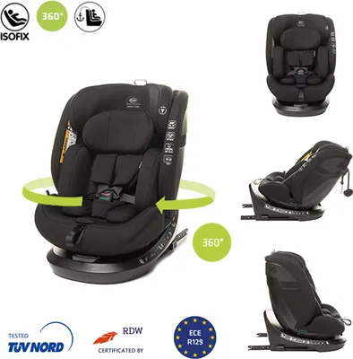 Produktbild von 4BABY ROTO-FIX I-SIZE Kinderstiz drehbar mit ISOFIX ,Autositz 0-36kg, 40-150 cm, Reboarder kindersitz R129, einstellbare Kopfstütz, Schwarz