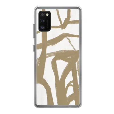 Produktbild von MuchoWow® Handyhülle Schutzhülle Hülle für Samsung Galaxy A41 Braun - Weiß - Abstrakt Silikon Softcase Handy Hülle - Mobiltelefon