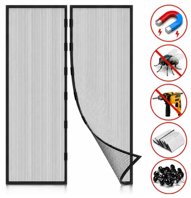 Produktbild von Magnetvorhang Fliegengitter Fliegenvorhang Türvorhang Insektenschutz Tür Schwarz
