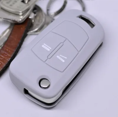 Produktbild von Auto Schlüssel Hülle Silikon Schutz Cover Grau kompatibel mit OPEL Astra Vectra Corsa Zafira Signum bis 2008 2 Tasten Klappschlüssel