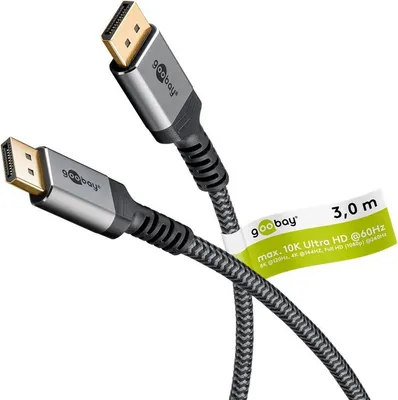 Immagine prodotto di 20x Goobay 75686 Cavo DisplayPort™ serie Plus 2.0/2.1, 80 Gbit/s, 3 m, nero - 16K/60Hz DSC