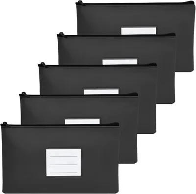 Imagen del producto de Juego de fundas para documentos, de 5 unidades, tamaño A5, impermeables, con cremallera, para uso en la oficina y en el día a día