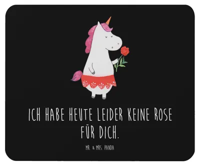 Produktbild von Mr. & Mrs. Panda Mauspad Einhorn Dame - Schwarz - Geschenk, laptop, Unicorn, gummi, Freundin, Mousepad, mousematte, Lady, Bachelor, Mouse Pad, Trennung