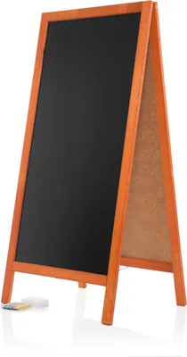 Produktbild von Kundenstopper mit Holzrahmen 56x51x120cm mahagoni Modern