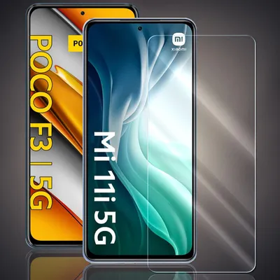 Two smartphones are shown side-by-side, with a screen protector placed over one of them.
