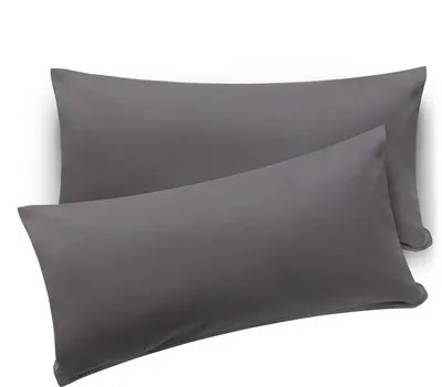 Produktbild von Blumtal Kissenbezug 40 x 80 cm (2er Set Kissenbezüge) - Grau - 100% Baumwoll-Jersey mit Reißverschluss