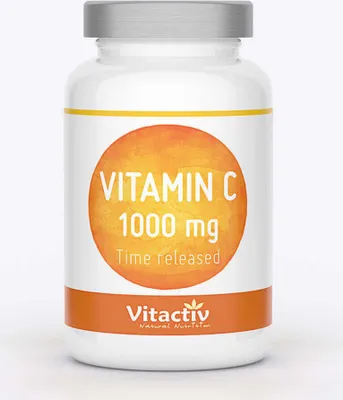 Produktbild von VITAMIN C 1000 mg, hochdosiertes Vitamin C mit zeitverzögerter Abgabe an den Körper - Nahrungsergänzungsmittel