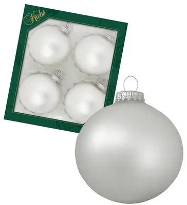 4 silberne Glasperlenkugeln, 8 cm – Weihnachtsbaumschmuck