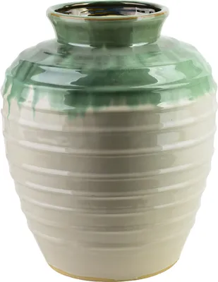 Image de Vase en céramique EVRO EVRO 32,5 x 32,5 x 39,5 cm Vert/Crème 1 pièce