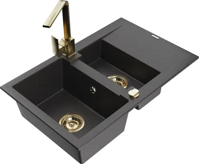 Immagine prodotto di Mexen Gaspar lavello in granito da 1,5 vasca con scolapiatti e rubinetto cucina Rita, nero maculato - 6507-76-670300-50