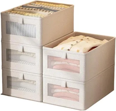 Productafbeelding van Ondergoed Organizer - Kleding Doos - Kast Ordenen - Doordacht Scheidingsontwerp - 10x10x10 mm - Beige