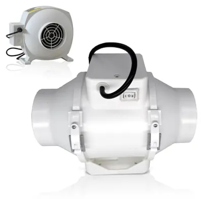 Rohrventilator 125 mm, 220 m³/h, 2 Geschwindigkeiten, leise, für Anbauflächen