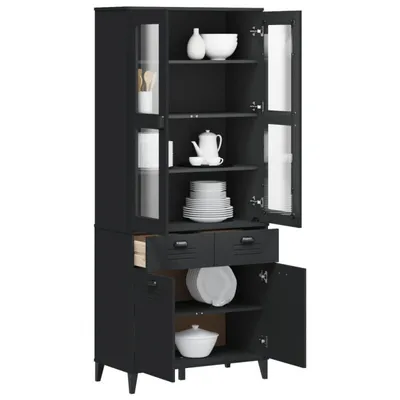 Produktbild von vidaXL Highboard VIKEN Schwarz 80x40x190 cm Massivholz Kiefer