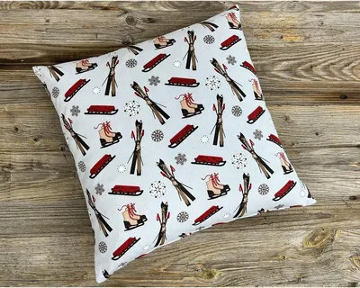 Produktbild von Kissen-Bezug 46x46 cm Ski Winter Weihnachten weiß