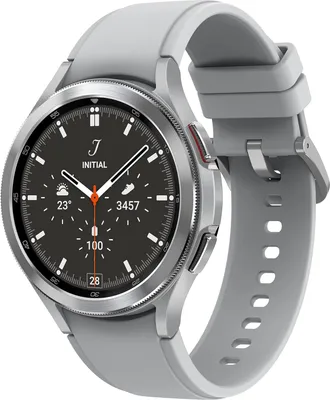 Produktbild von Samsung Galaxy Watch4 Classic 46mm, Silber, Bluetooth Smartwatch, Wear OS, rotierende Lünette, Fitness -Tracker (Deutsche Version)