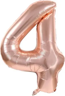 Zdjęcie produktu dla Balon foliowy nr 4, ok. 40 cm, różowe złoto, do napełniania powietrzem