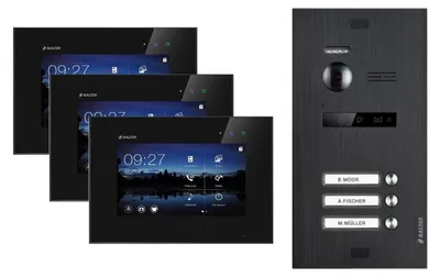 Produktbild von Videotürsprechanlage BALTER EVO 2-Draht BUS für 3-Familienhaus Schwarz-Schwarz